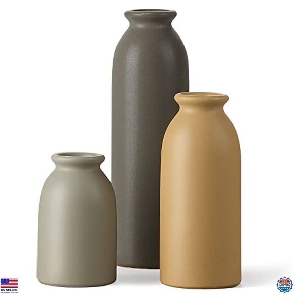 NWT Matte Ceramic Vase Set for Home Decor, Centerpiece - Picture 1 of 6